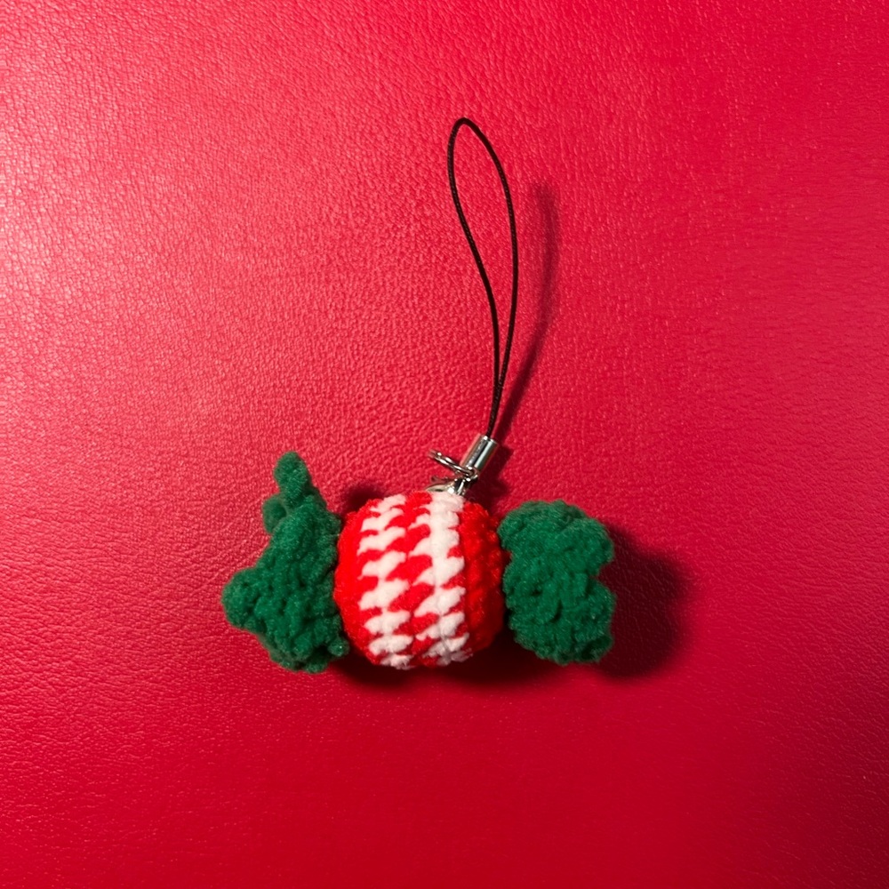 Handmade Crochet Christmas Candy Phone Charm